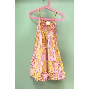 Peek Size S (4-5) Pink Paisley Floral Tiered Smocked Girls Dress
